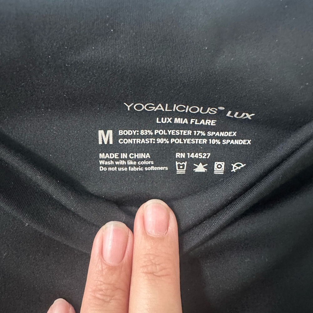 Yogalicious Womens Lux Mia High Elastic Free Waist Flare Leg Pant. Medium. Black - Picture 7 of 10